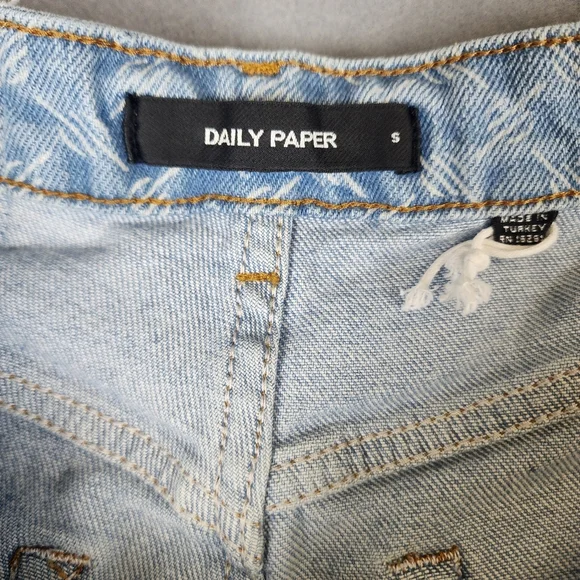 Daily Paper Monogram Denim Jeans Straight Leg High Waist Womens Small - Picture 3 of 16